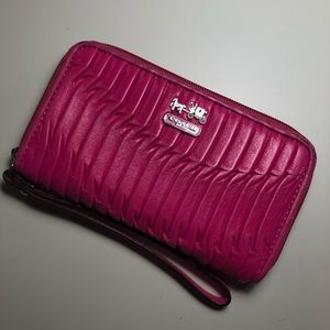 Authentic Coach Pink Leather Clutch Wristlet